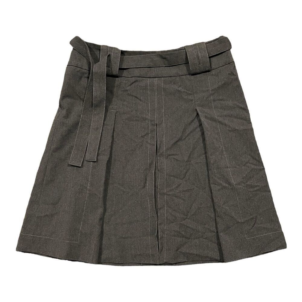 Etcetera Gray Pleated Belted Flare Skirt 2